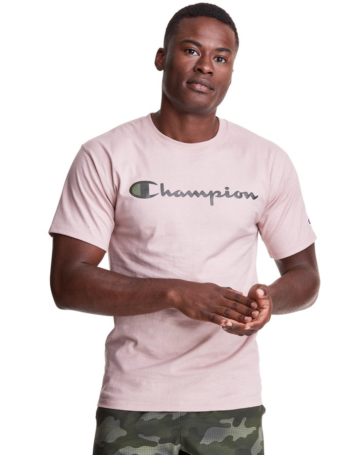 Champion Classic Jersey Script Logo - Miesten Pinkki T-Paita - Suomi 1482097-FA